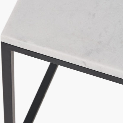 Kalani White Marble & Black Metal Square Coffee Table