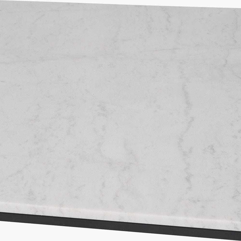 Kalani White Marble & Black Metal Square Coffee Table