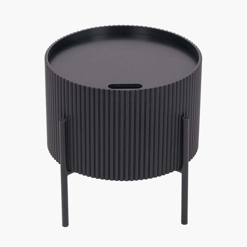 Henderson Black Wood & Black Metal Storage Side Table