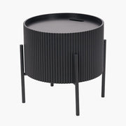 Henderson Black Wood & Black Metal Storage Side Table