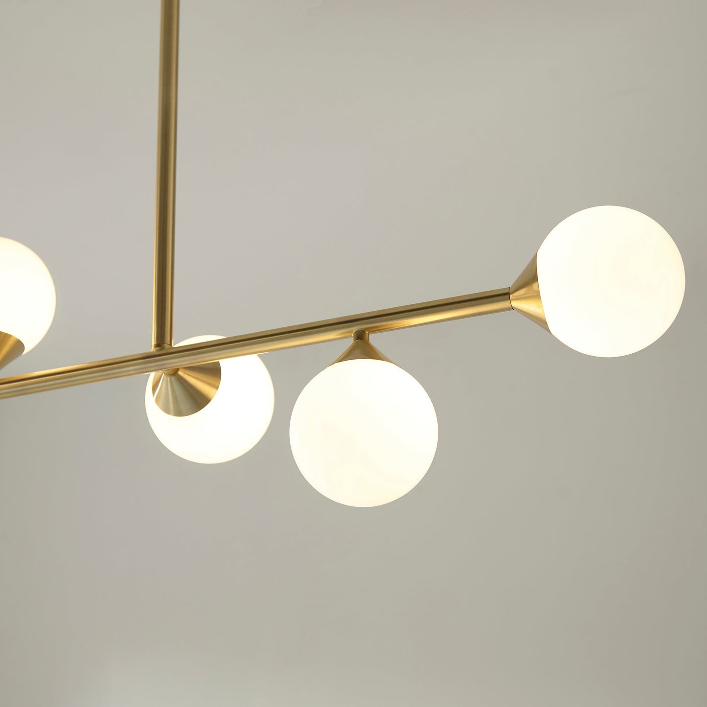 Central 5 Light Gold Pendant with White Gloss Glass