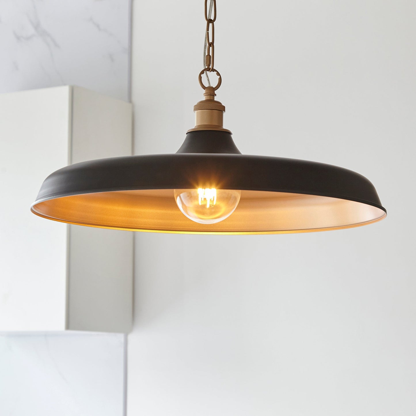 Tromso Matt Black & Satin Gold Pendant