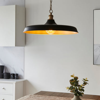 Tromso Matt Black & Satin Gold Pendant