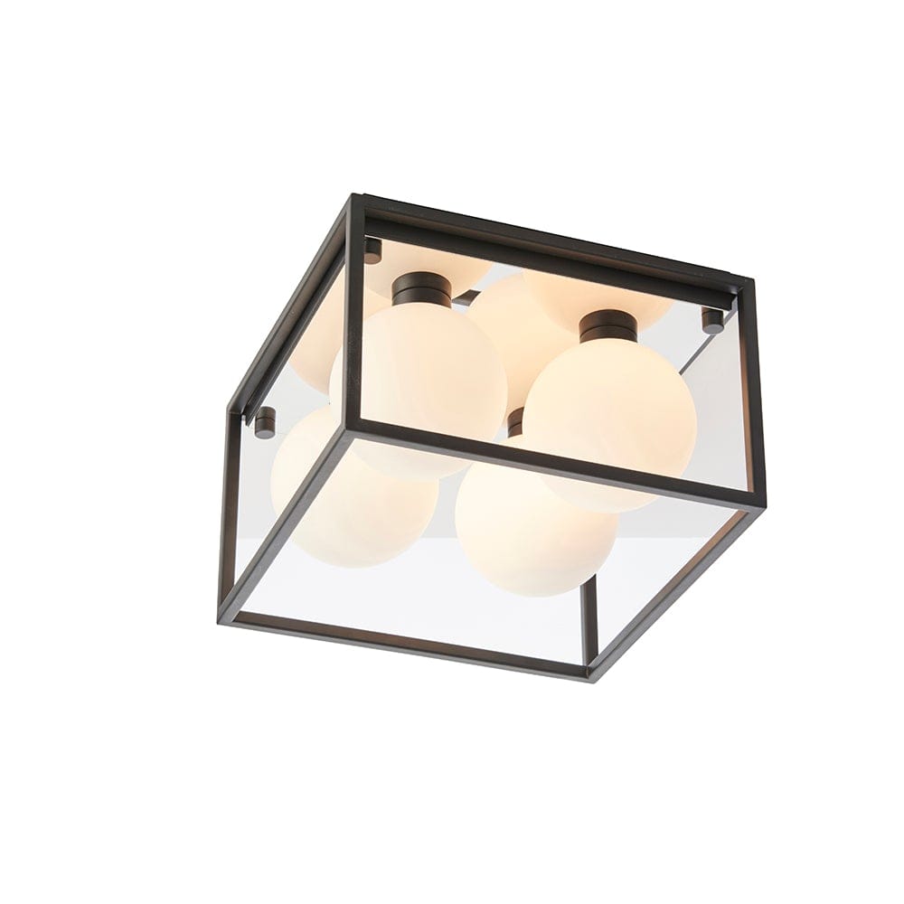 Frame 4 Light Matt Black Semi Flush Bathroom Light