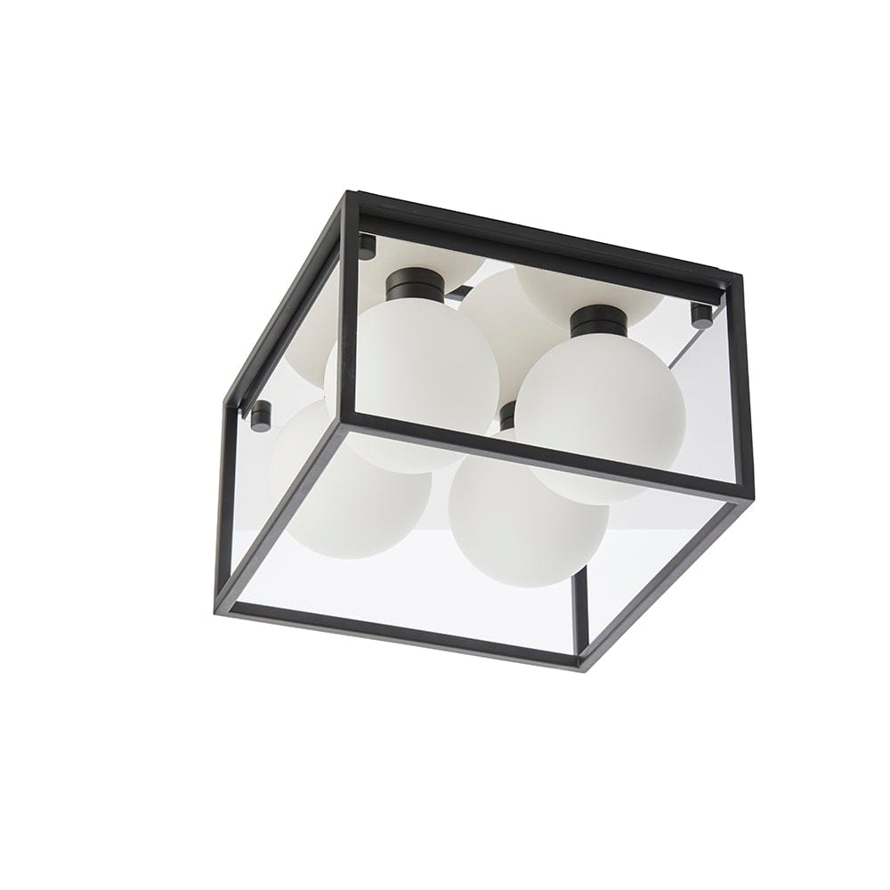 Frame 4 Light Matt Black Semi Flush Bathroom Light