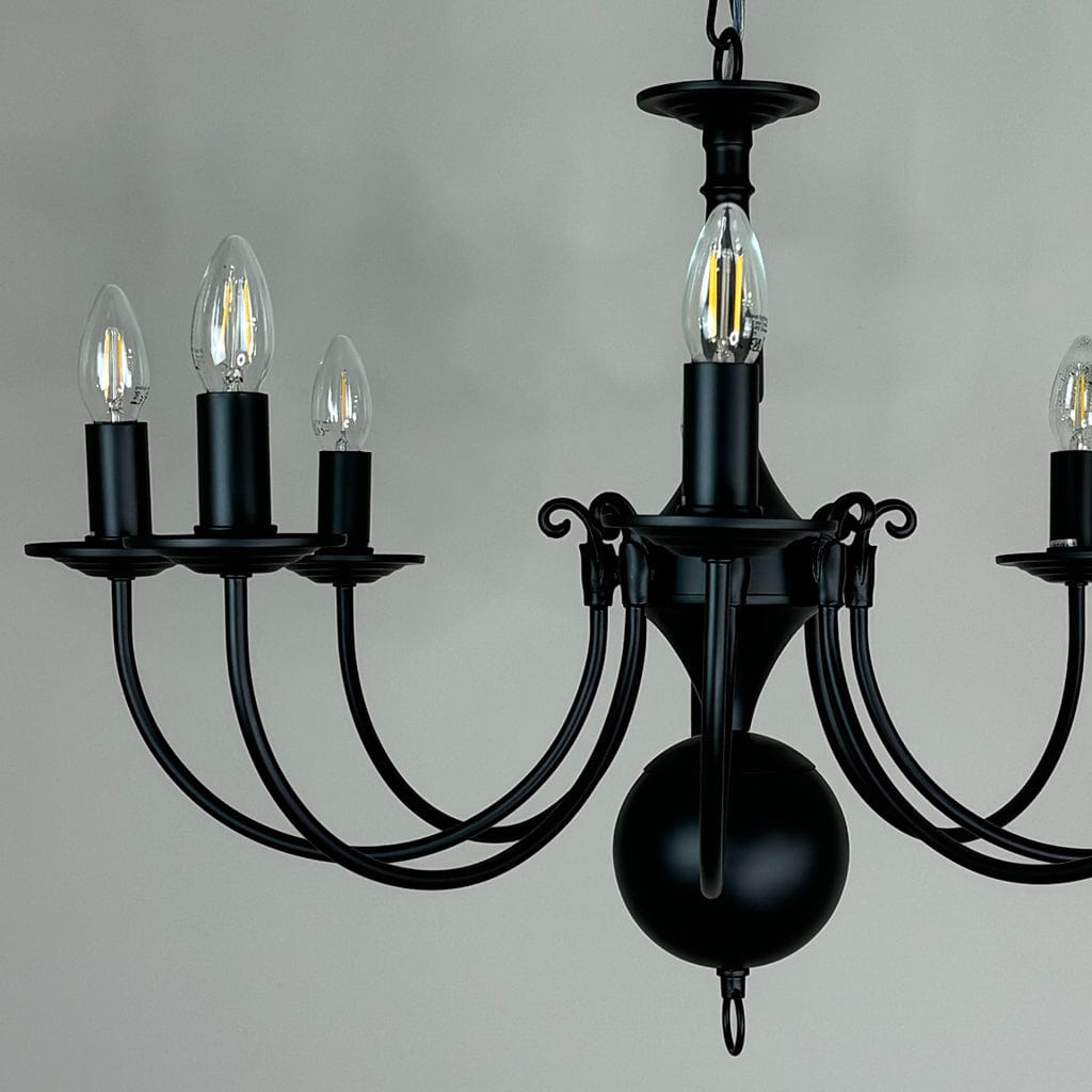 Bruges 8 Light Matt Black Flemish Chandelier