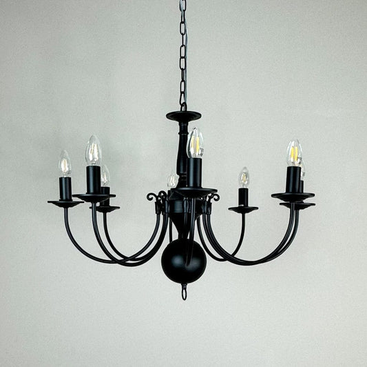 Bruges 8 Light Matt Black Flemish Chandelier