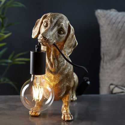 Dana Gold Dachshund Table Lamp