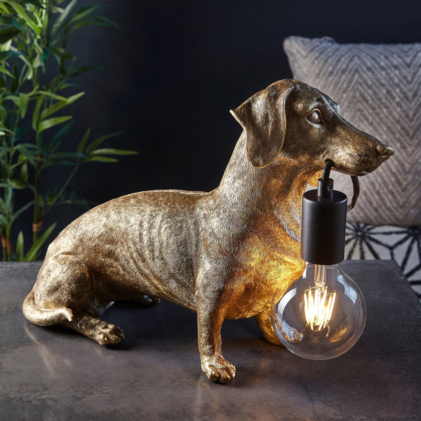 Dana Gold Dachshund Table Lamp