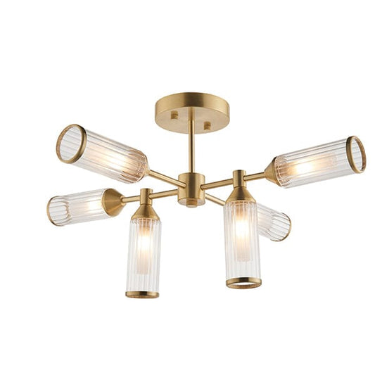 Flute Satin Brass Semi Flush Ceiling Light