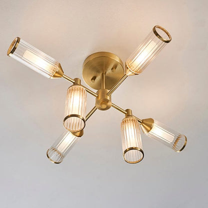 Flute Satin Brass Semi Flush Ceiling Light