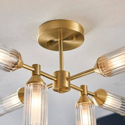 Flute Satin Brass Semi Flush Ceiling Light