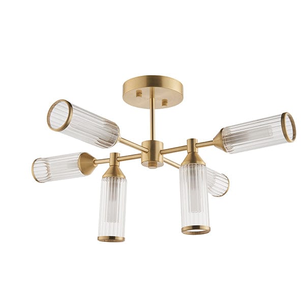 Flute Satin Brass Semi Flush Ceiling Light