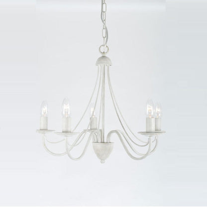 Lyra 5 Light Antique White Chandelier