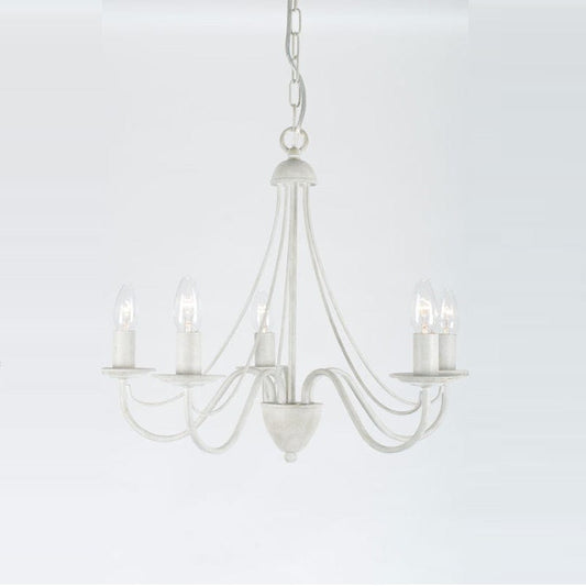 Lyra 5 Light Antique White Chandelier