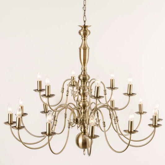 Antwerp 18 Light Antique Brass Flemish Style Chandelier