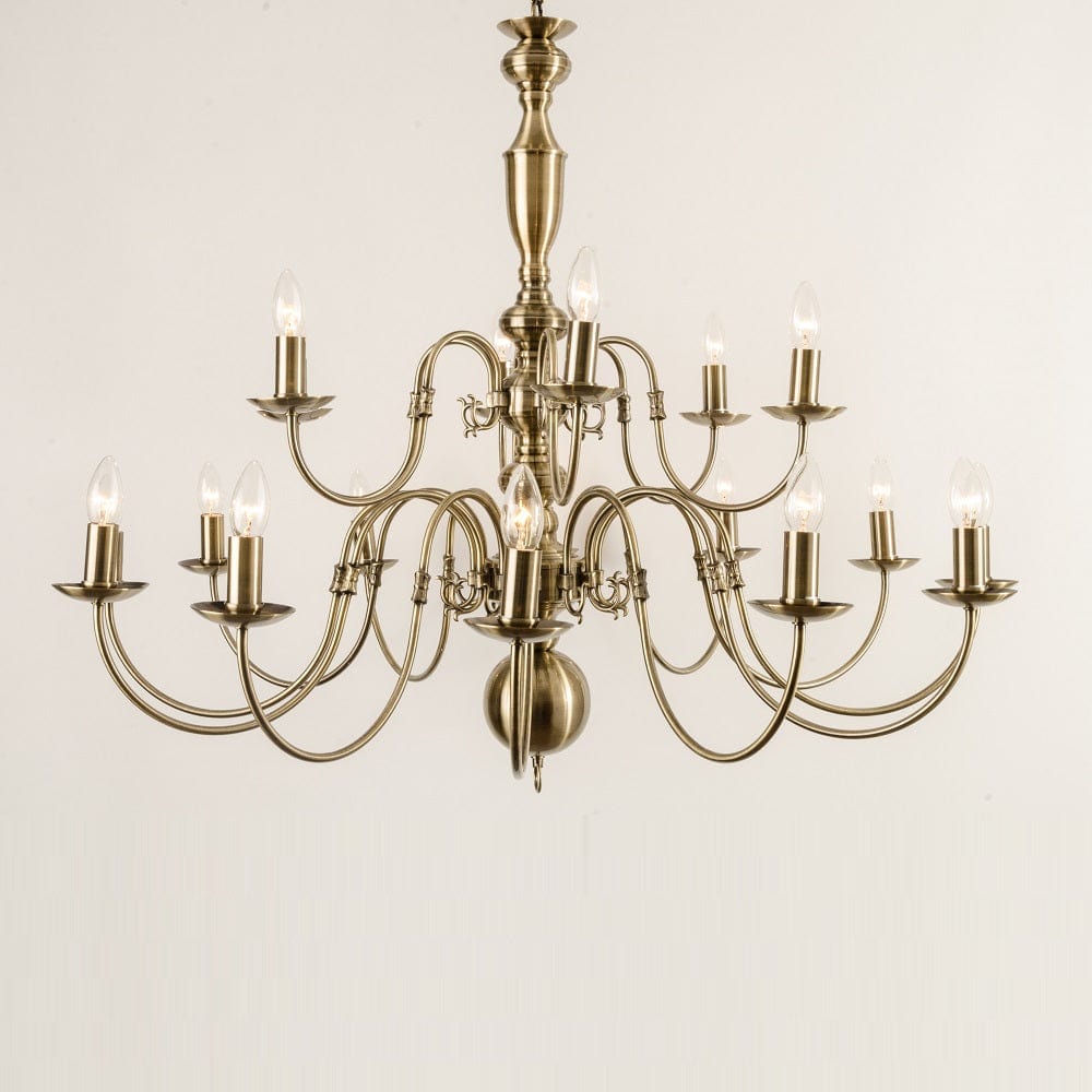 Antwerp 18 Light Antique Brass Flemish Style Chandelier