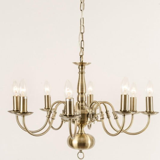 Antwerp 8 Light Antique Brass Flemish Style Chandelier