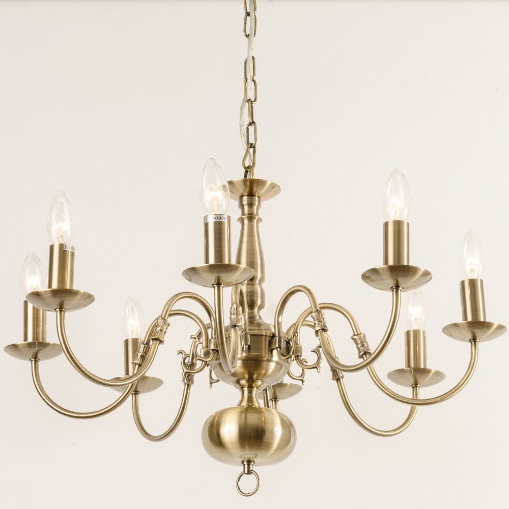 Antwerp 8 Light Antique Brass Flemish Style Chandelier