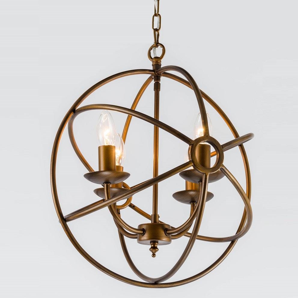 Orion 4 Light Antique Bronze Spherical Chandelier