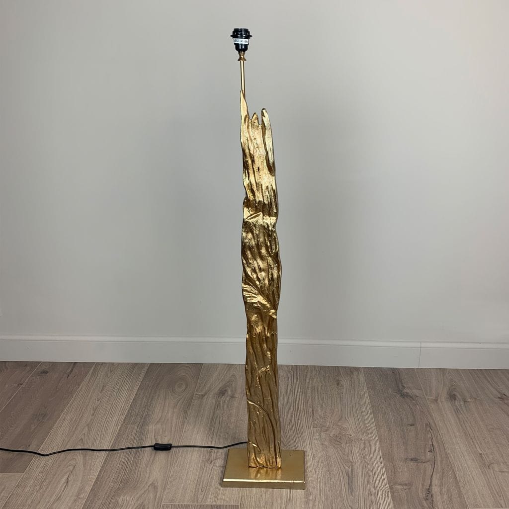 Trident Gold Floor Lamp with Golden Leopard Print Soft Velvet Oval Shade