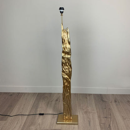 Trident Gold Floor Lamp with Textured Golden Honeycomb Oval Shade