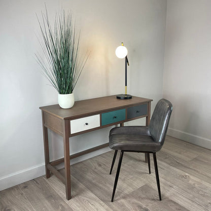 Pine Wood Multicoloured 3 Drawer Desk