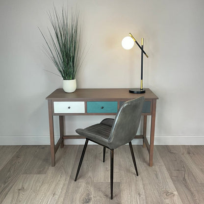 Angelo Vintage Grey Leather & Iron Retro Dining Chair