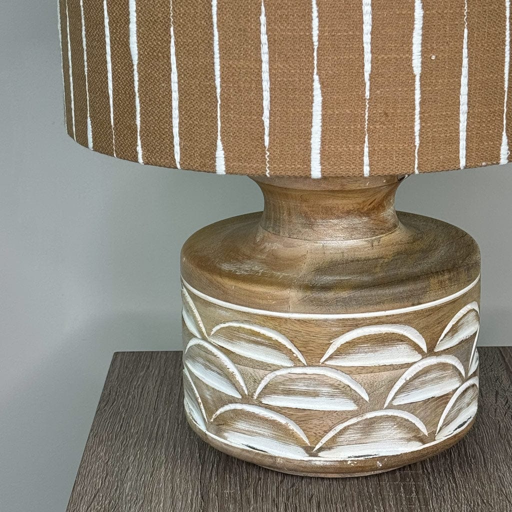 Kingsbury Small White Wash Carved Table Lamp with Luis Desert Shade