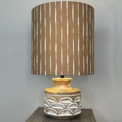 Kingsbury Small White Wash Carved Table Lamp with Luis Desert Shade