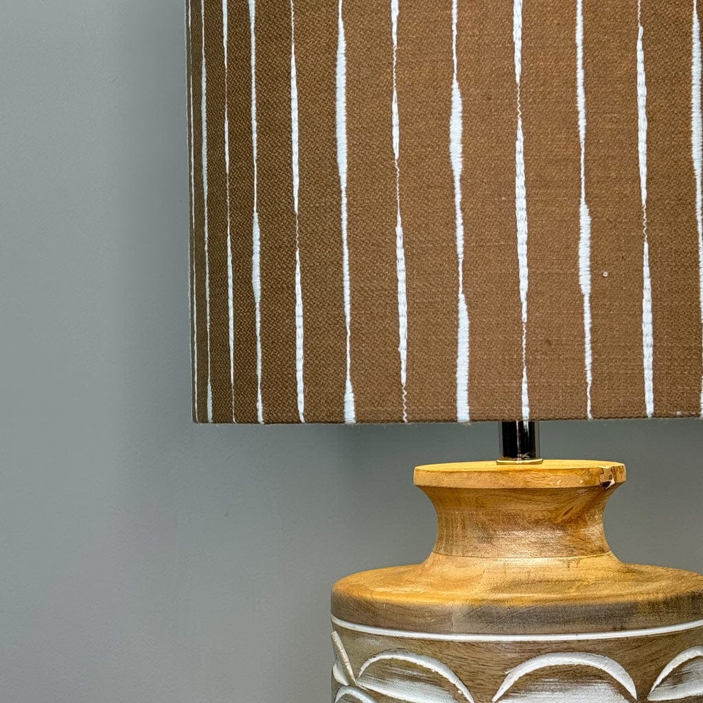 Kingsbury Small White Wash Carved Table Lamp with Luis Desert Shade