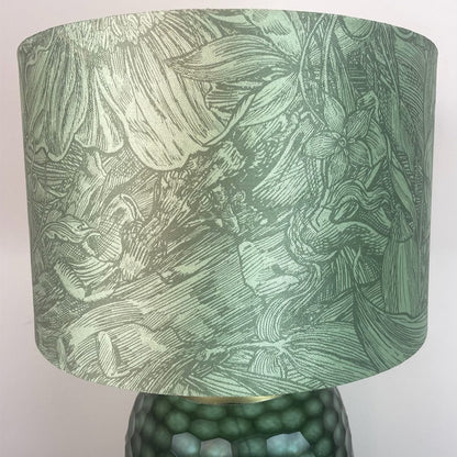 Camila Green Textured Table Lamp with Timorous Beasties Jungle Tangle Willow Shade