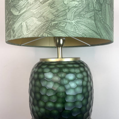 Camila Green Textured Table Lamp with Timorous Beasties Jungle Tangle Willow Shade