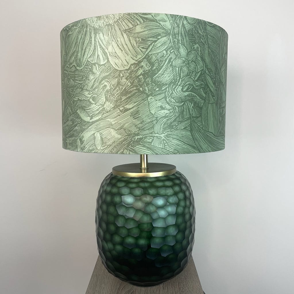 Camila Green Textured Table Lamp with Timorous Beasties Jungle Tangle Willow Shade