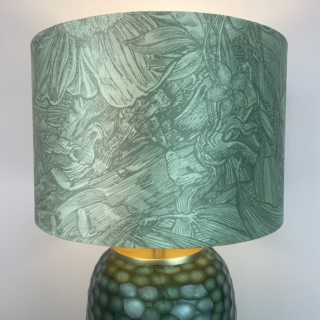 Camila Green Textured Table Lamp with Timorous Beasties Jungle Tangle Willow Shade