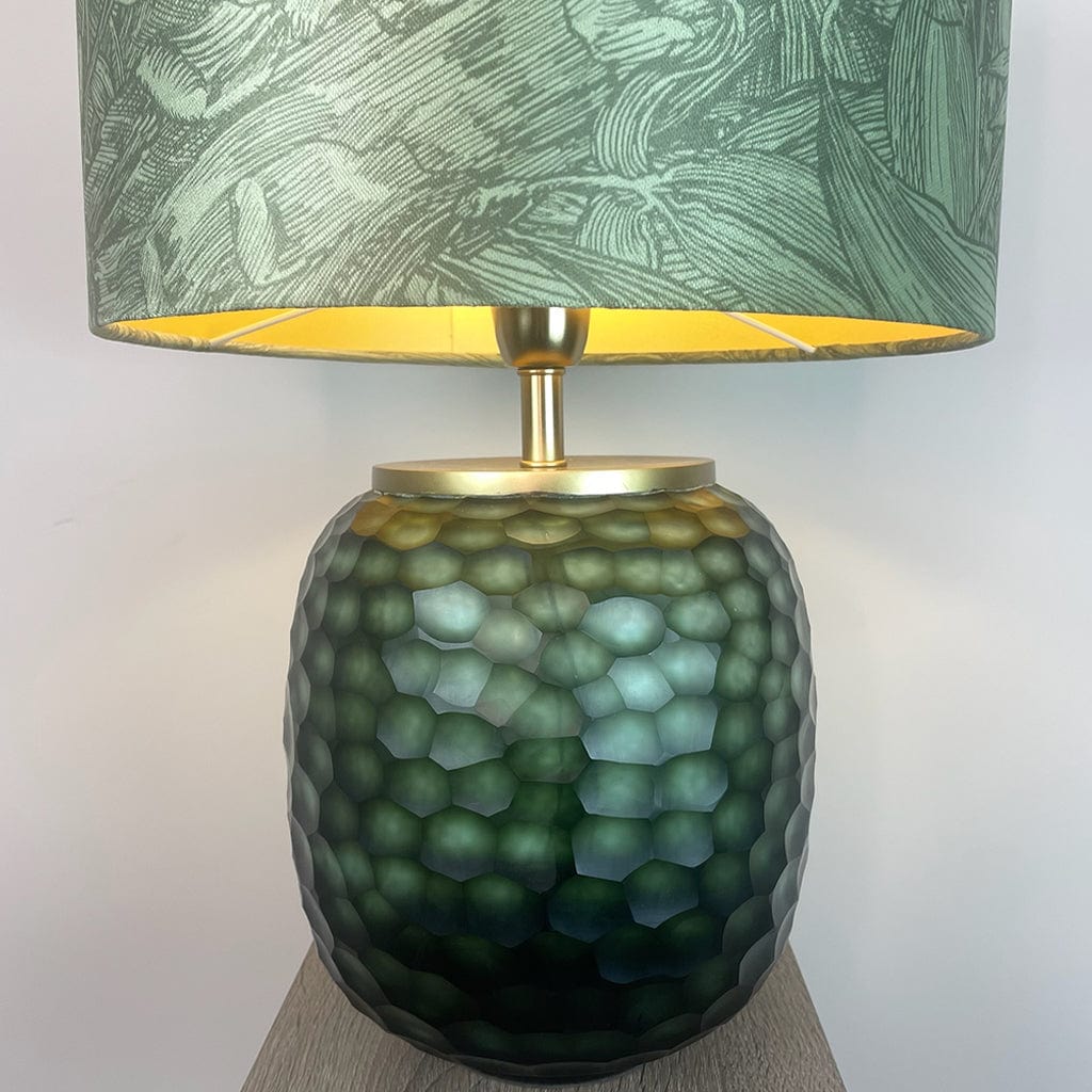 Camila Green Textured Table Lamp with Timorous Beasties Jungle Tangle Willow Shade