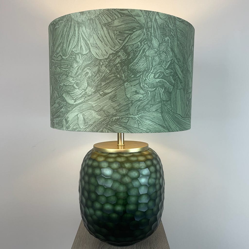 Camila Green Textured Table Lamp with Timorous Beasties Jungle Tangle Willow Shade