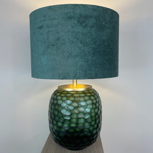 Camila Green Textured Table Lamp with Juniper Textured Velvet Shade