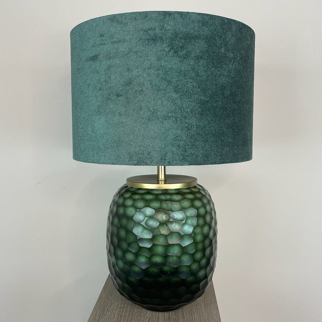 Camila Green Textured Table Lamp with Juniper Textured Velvet Shade