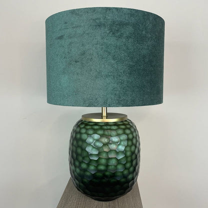 Camila Green Textured Table Lamp with Juniper Textured Velvet Shade