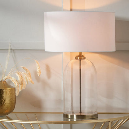 Cloche Clear Glass & Antique Brass Table Lamp