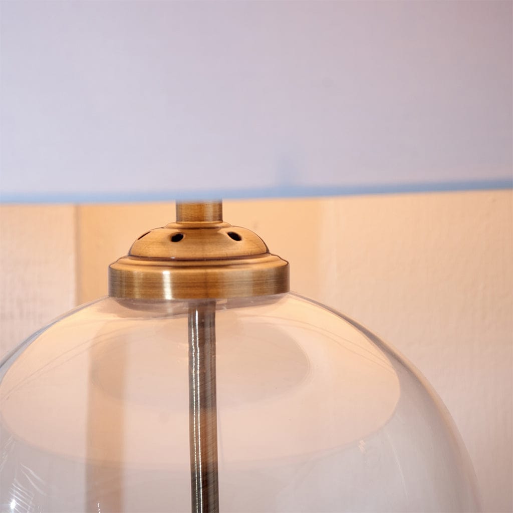 Cloche Clear Glass & Antique Brass Table Lamp