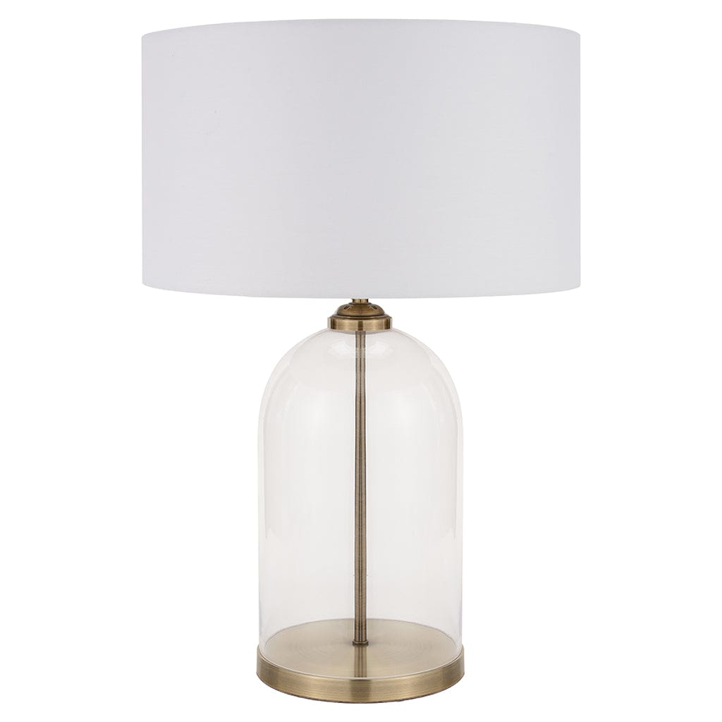 Cloche Clear Glass & Antique Brass Table Lamp