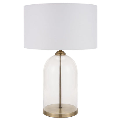 Cloche Clear Glass & Antique Brass Table Lamp