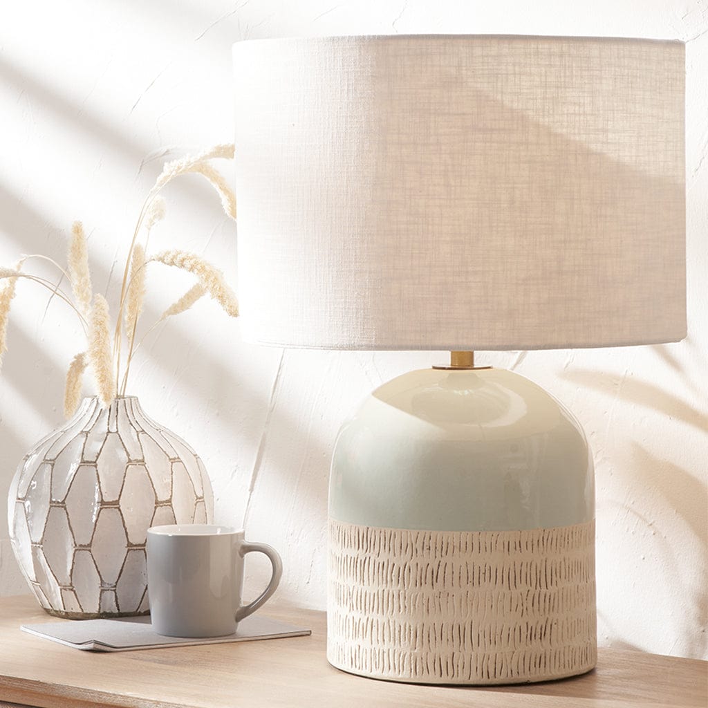 Lotta Duck Egg and Natural Stoneware Table Lamp