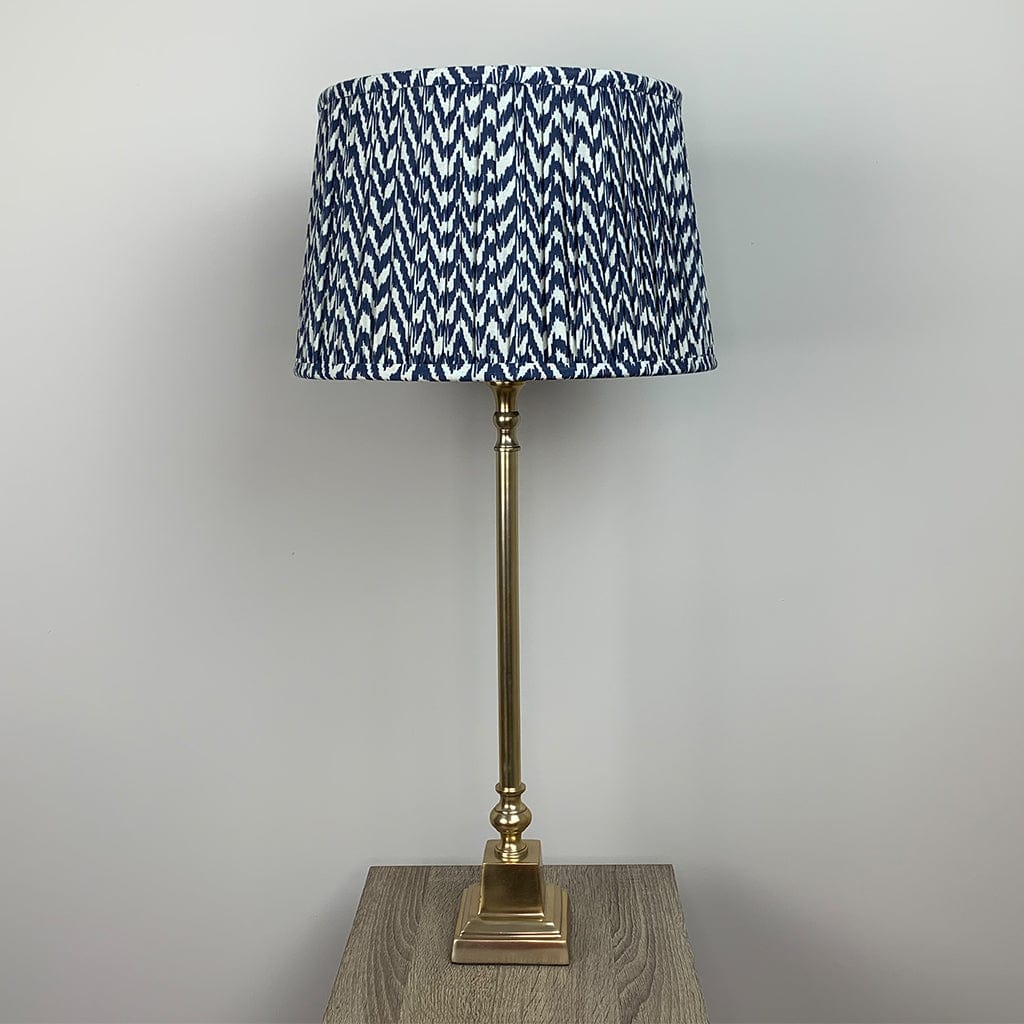 Gold Stick Table Lamp with Square Foot with Vienna Pleated Shade - Various Colours