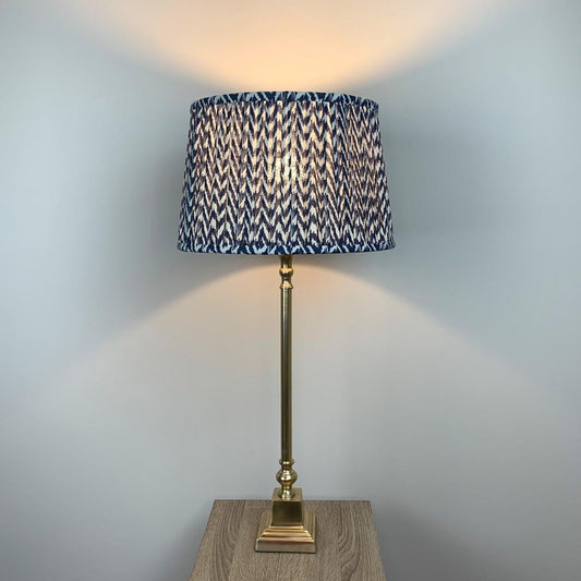 Gold Stick Table Lamp with Square foot with Vienna Pleated Shade - Various Colours