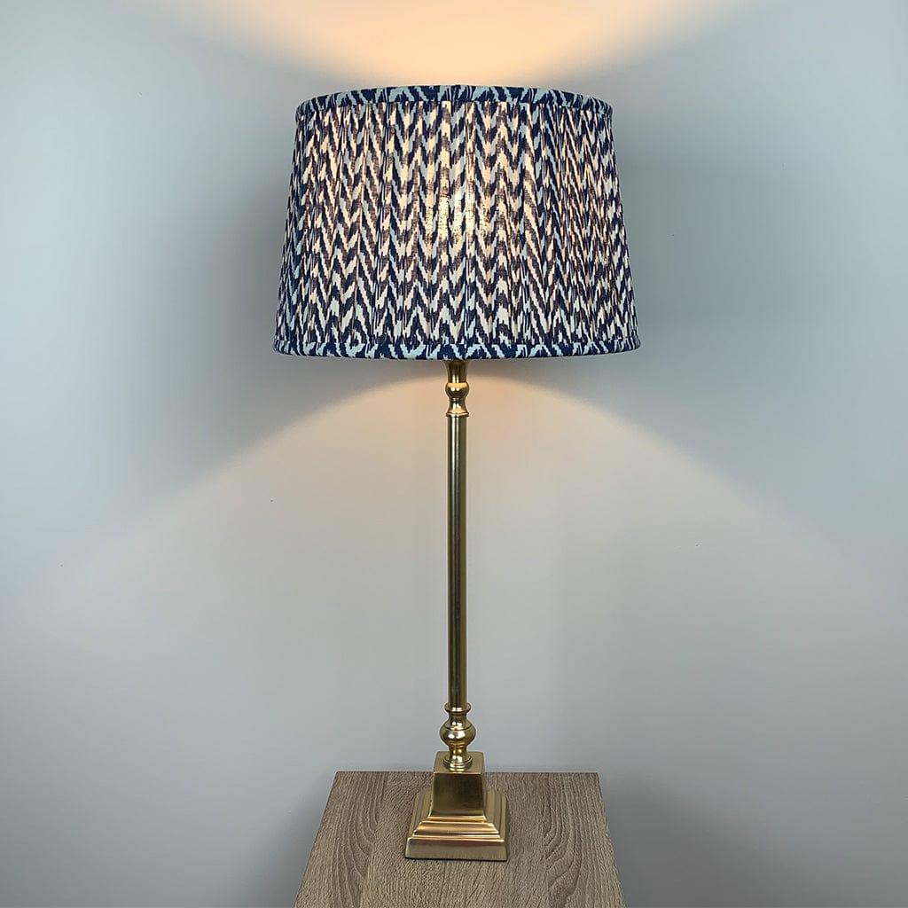 Gold Stick Table Lamp with Square Foot with Vienna Pleated Shade - Various Colours