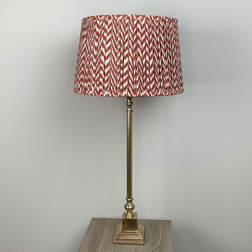 Gold Stick Table Lamp with Square Foot with Vienna Pleated Shade