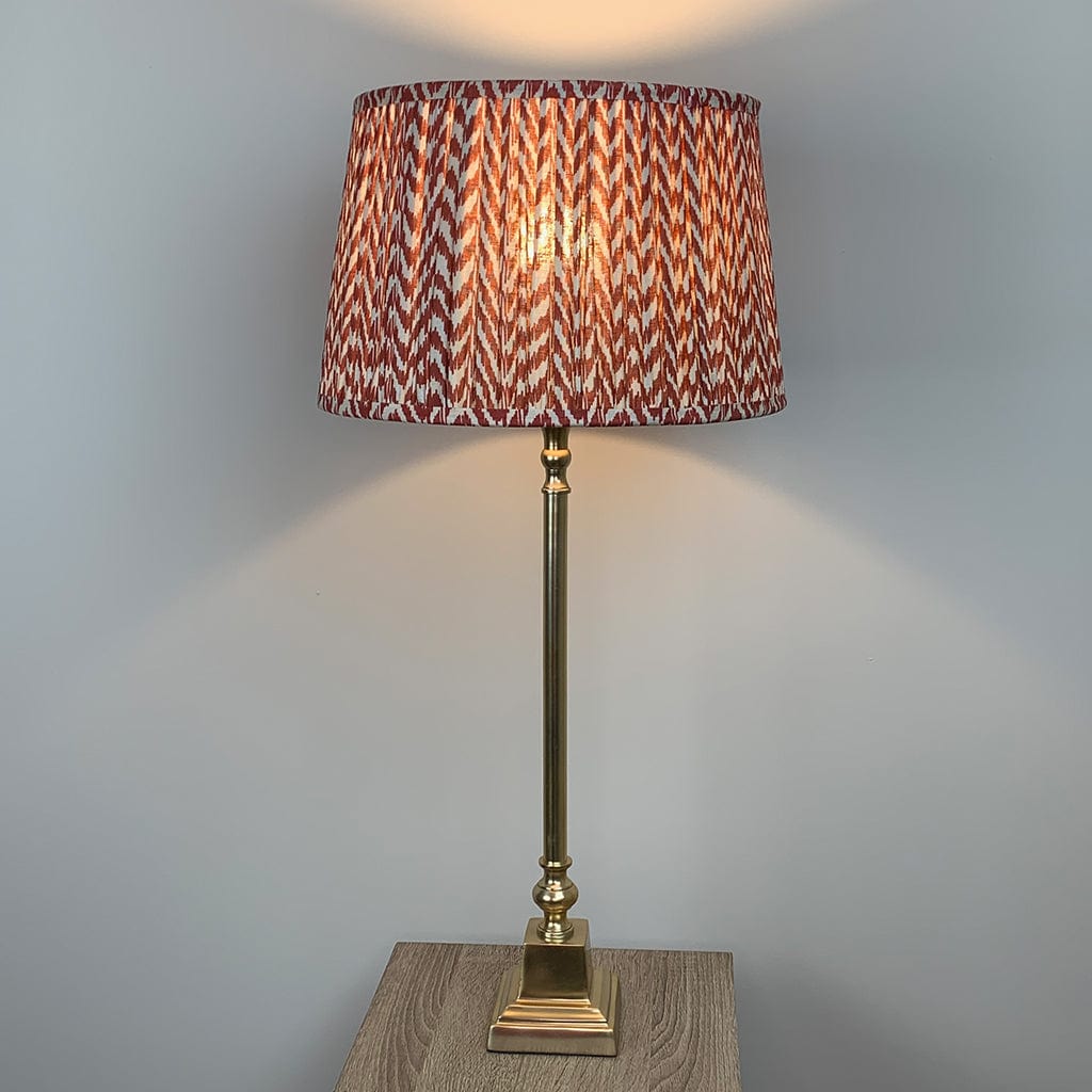 Gold Stick Table Lamp with Square Foot with Vienna Pleated Shade - Various Colours